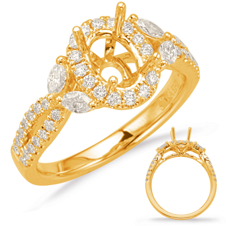 14 KT Marquise Shape Yellow Gold Halo Engagement Ring