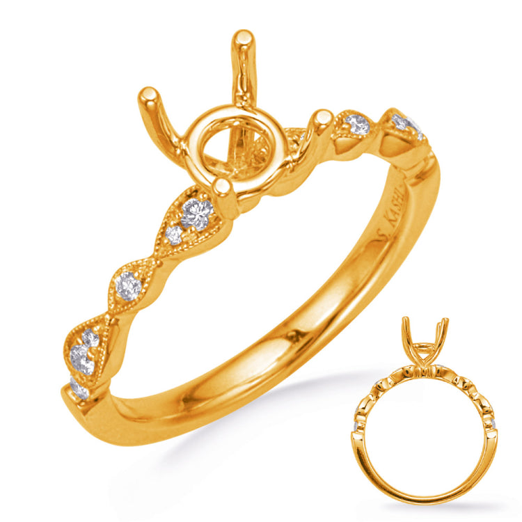 14 KT Rounds Shape Yellow Gold  Diamond Engagement Ring