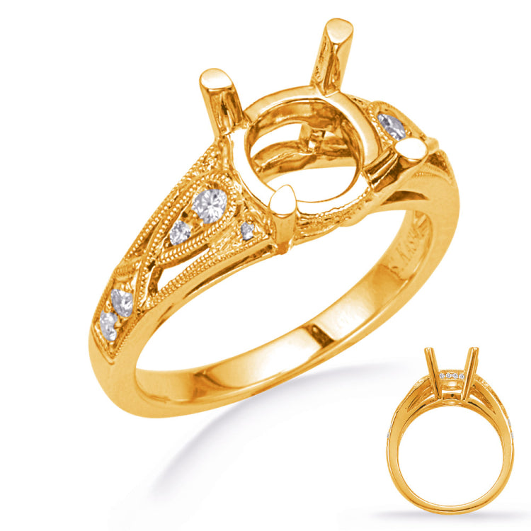 14 KT Rounds Shape Yellow Gold Diamond Engagement Ring