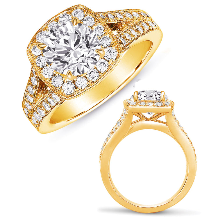 14 KT Rounds Shape Yellow Gold Halo Ring