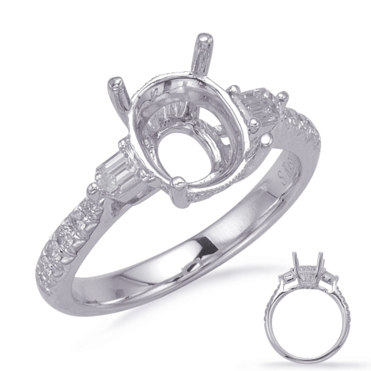 14 KT Baguette Shape White Gold Engagement Ring