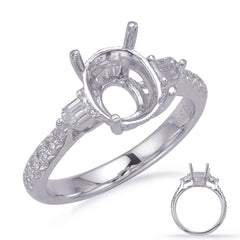 14 KT Baguette Shape White Gold Engagement Ring