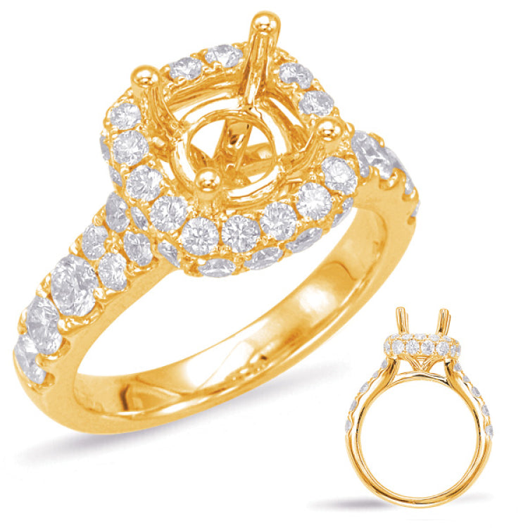 14 KT Rounds Shape Yellow Gold Halo Engagement Ring