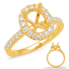 14 KT Rounds Shape Yellow Gold Halo Engagement Ring