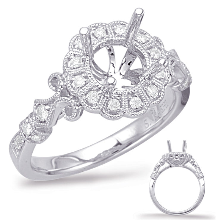 14 KT Rounds Shape White Gold Halo Engagement Ring