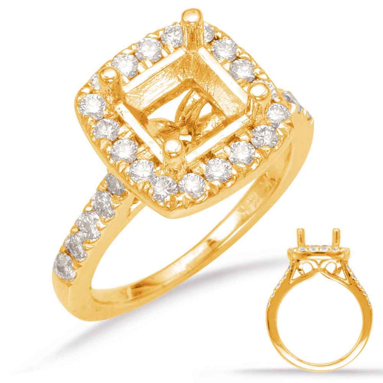 14 KT Rounds Shape Yellow Gold Halo Engagement Ring