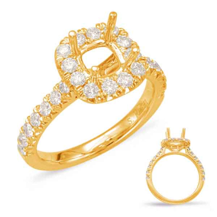 14 KT Rounds Shape Yellow Gold Halo Engagement Ring
