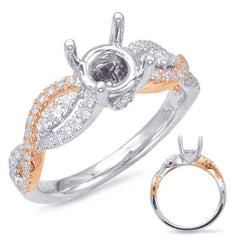 14 KT Rounds Shape Rose & White Gold Engagement Ring