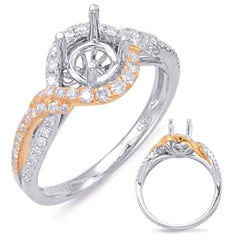 14 KT Rounds Shape Rose & White Gold Halo Engagement Ring