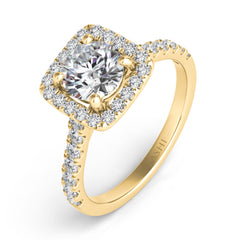 14 KT Rounds Shape Yellow Gold Halo Engagement Ring