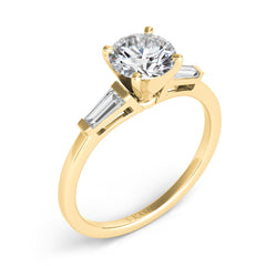14 KT Tapered Baguettes Shape Yellow Gold Engagement Ring