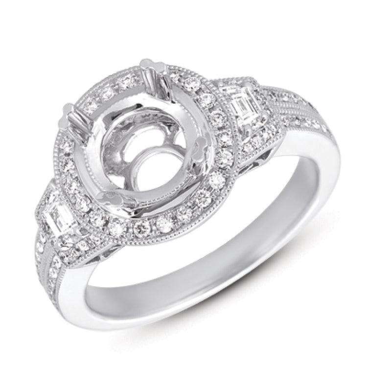 14 KT Baguette Shape White Gold Engagement Ring