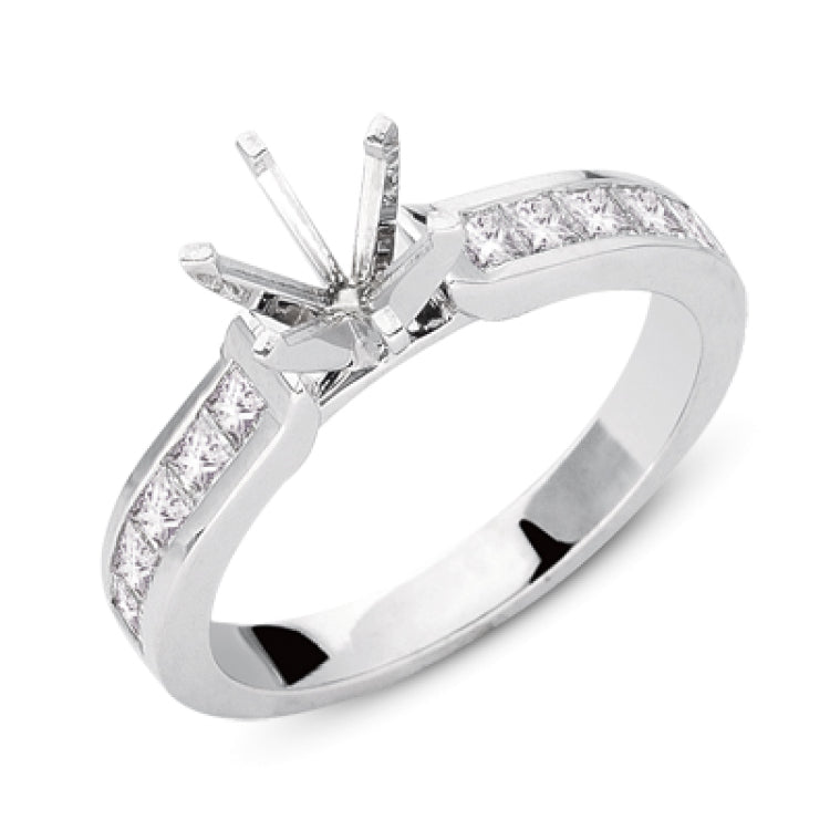 14 KT Princess Shape White Gold Engagement Ring