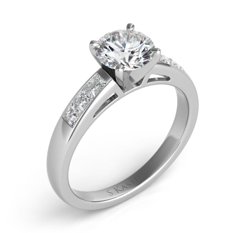 14 KT Princess Shape White Gold Engagement Ring