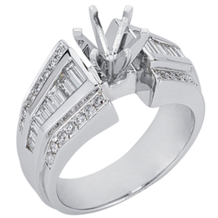 14 KT Baguette Shape White Gold Engagement Ring