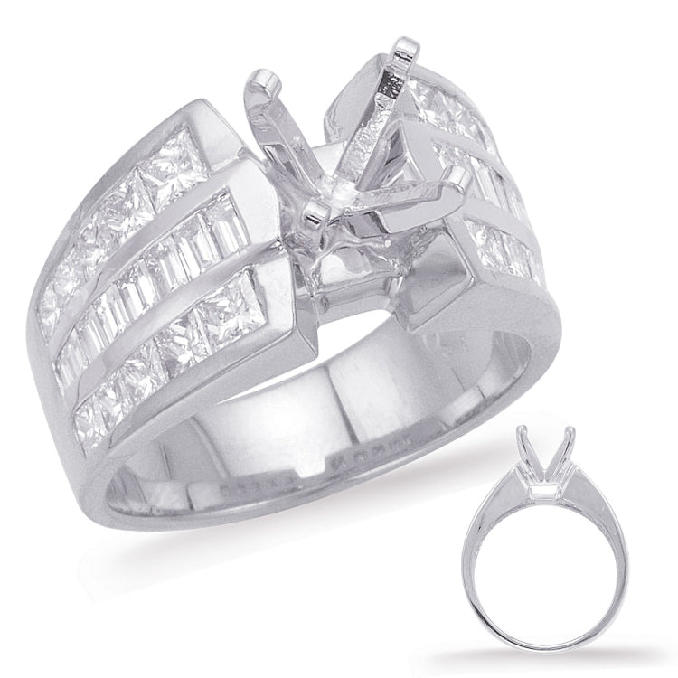 14 KT Baguette Shape White Gold Engagement Ring