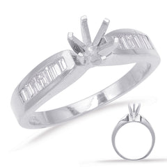 14 KT Baguette Shape White Gold Engagement Ring