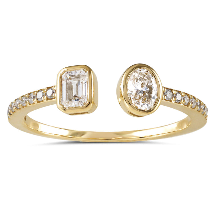 14 KT Emerald Cut Shape Yellow Gold Diamond Ring
