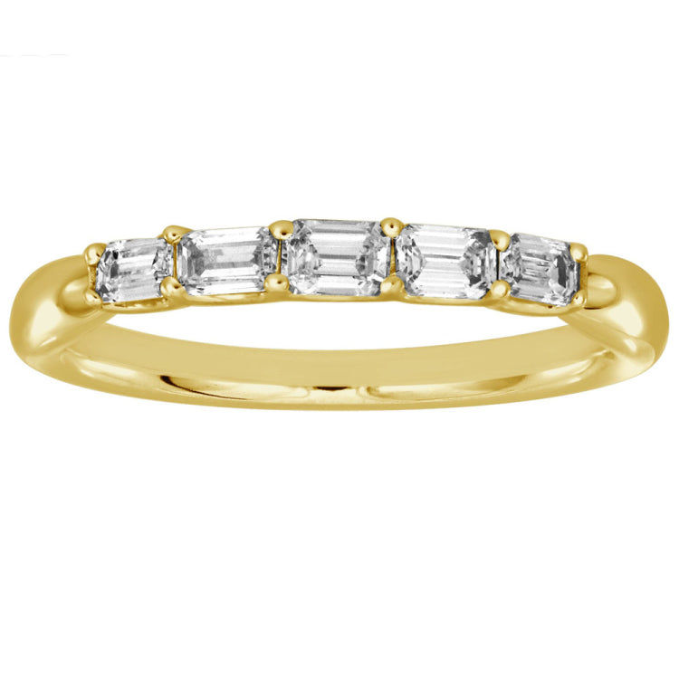 14 KT Emerald Cut Shape Yellow Gold Diamond Ring