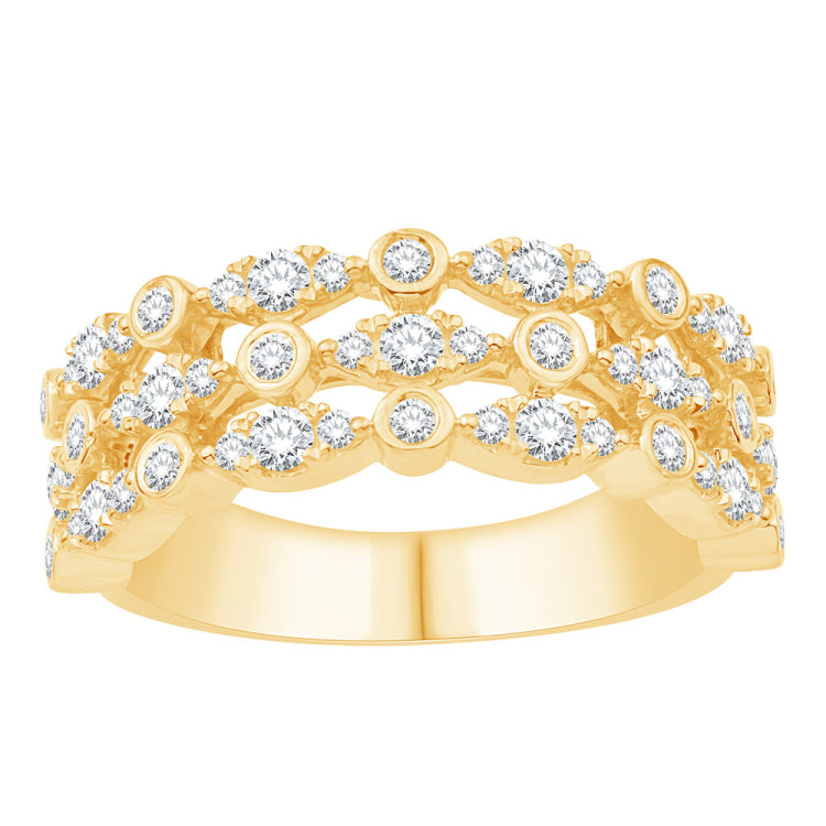 14 KT Rounds Shape Yellow Gold Diamond Ring