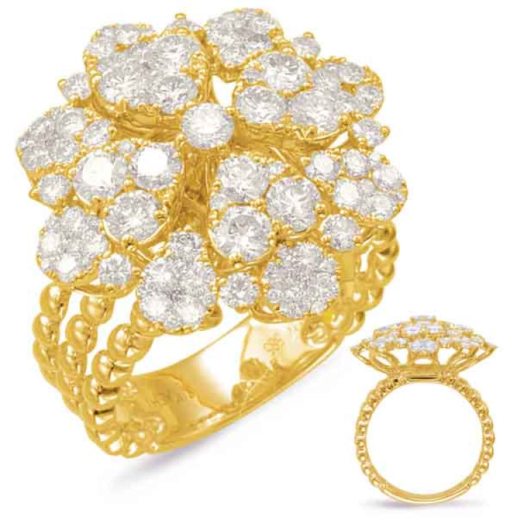 14 KT Rounds Shape Yellow Gold Diamond Fashion Ring