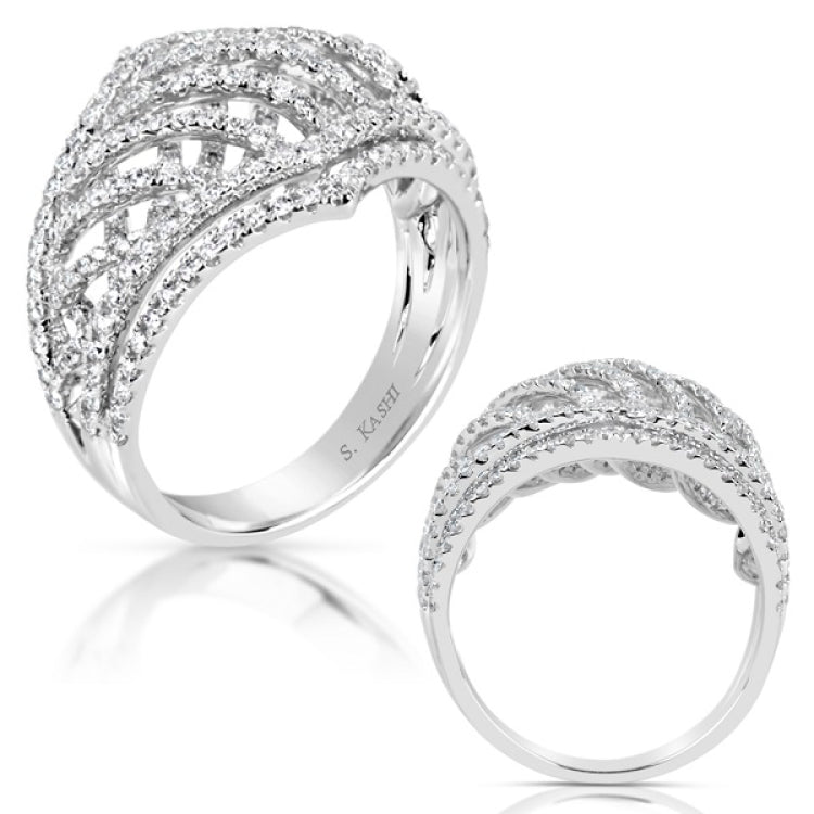 14 KT Rounds Shape White Gold Diamond Fashion Ring