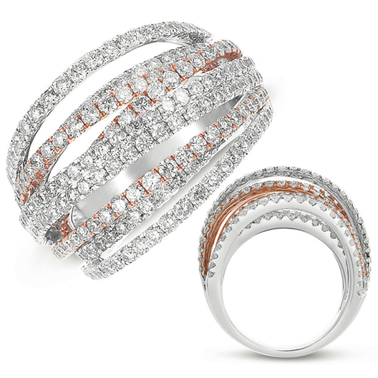 14 KT Rounds Shape White & Rose Gold Pave Band