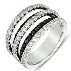 14 KT Black Diamonds Shape White Gold Black & White Diamond Ring