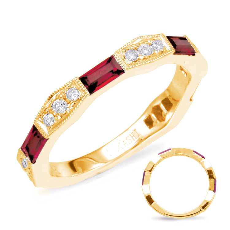 14 KT Rounds Shape Yellow Gold Ruby & Diamond Ring