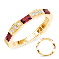 14 KT Rounds Shape Yellow Gold Ruby & Diamond Ring