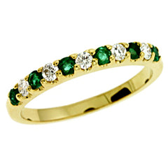 14 KT Emerald Shape Emerald & Diamond Band
