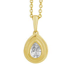 14 KT Pear Shape Shape Yellow Gold Diamond Necklace