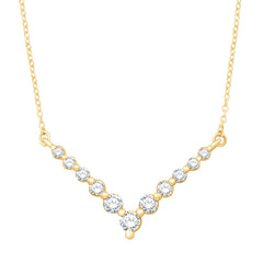 14 KT Rounds Shape Yellow Gold Diamond Necklace