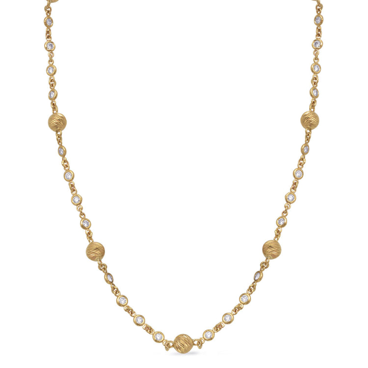 14 KT Rounds Shape Yellow Gold Diamond Necklace