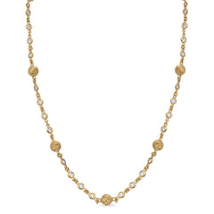 14 KT Rounds Shape Yellow Gold Diamond Necklace