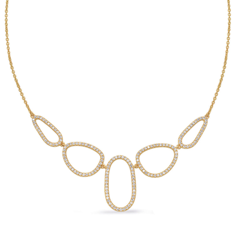 14 KT Rounds Shape Yellow Gold Diamond Necklace