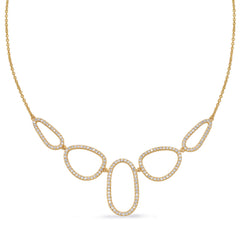 14 KT Rounds Shape Yellow Gold Diamond Necklace