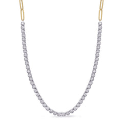 14 KT Rounds Shape Yellow & White Gold Diamond Necklace