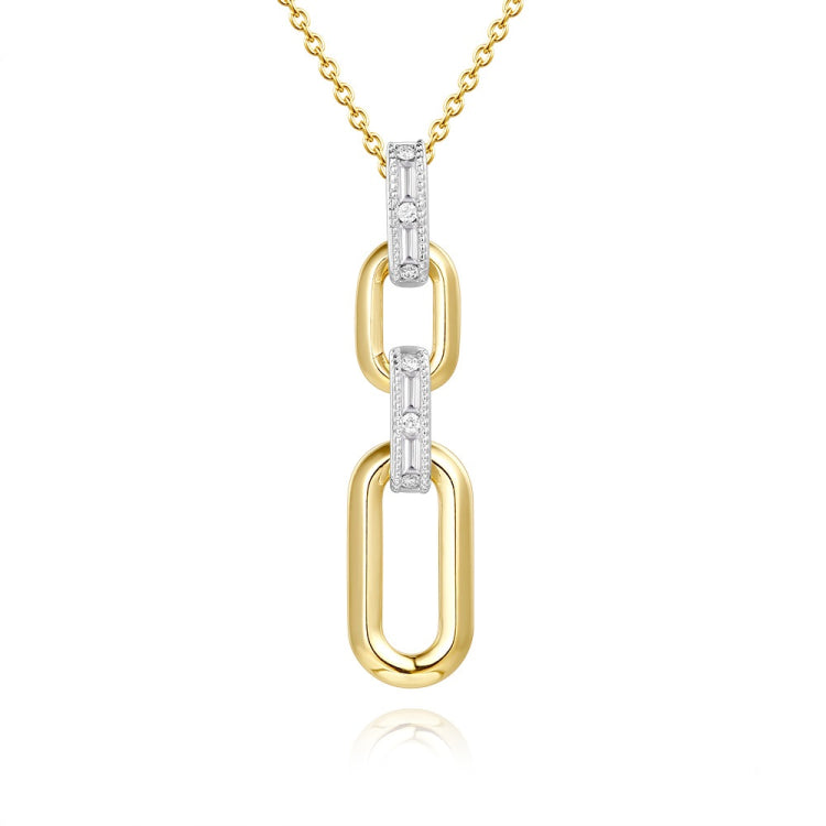 14 KT Baguette Shape Yellow & White Gold Diamond Pendant