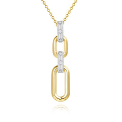 14 KT Baguette Shape Yellow & White Gold Diamond Pendant