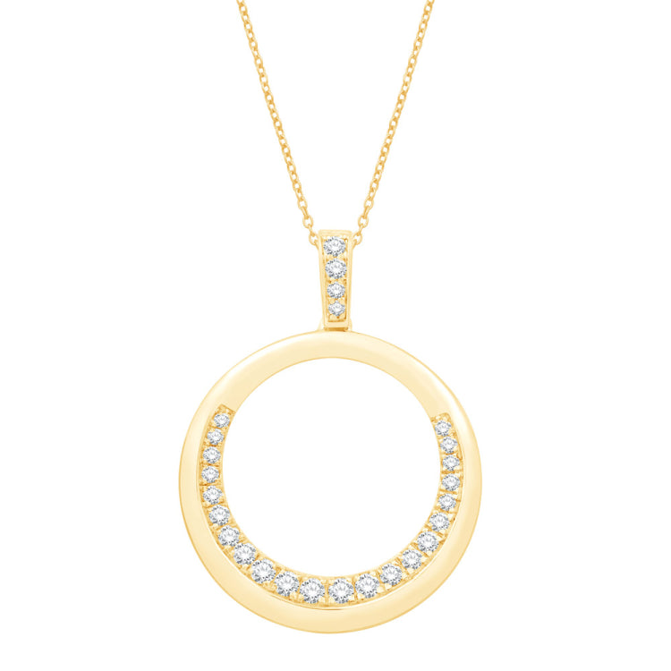 14 KT Rounds Shape Yellow Gold Diamond Pendant