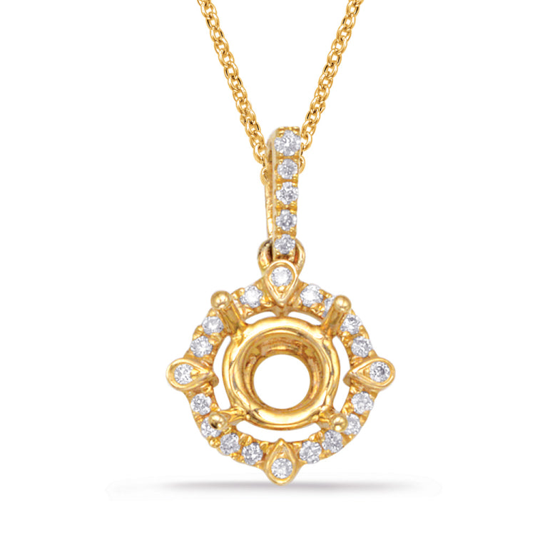14 KT Rounds Shape Diamond Pendant For .62ct  Round Stone