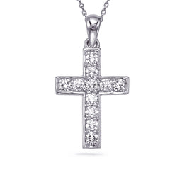 14 KT Rounds Shape White Gold Diamond Cross Pendant