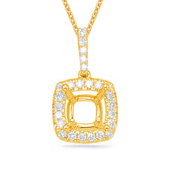 14 KT Rounds Shape Diamond Pendant For 4.4mm Cushion