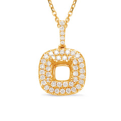 14 KT Rounds Shape Diamond Pendant 1.25ct Cushion Center