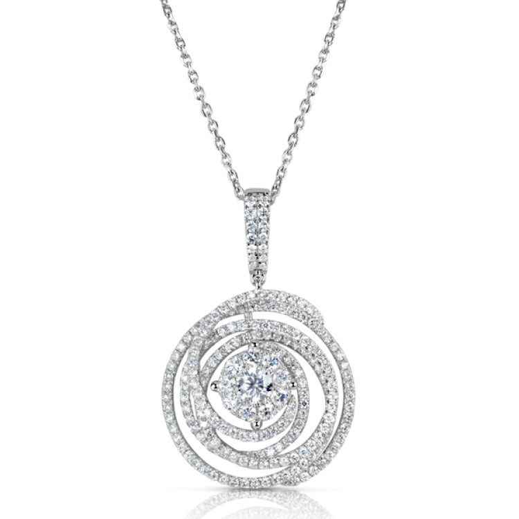 14 KT Rounds Shape White Gold Diamond Pendant