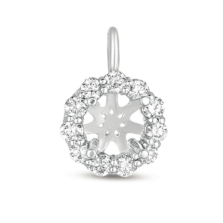 14 KT Rounds Shape Diamond Halo Pendant For 1.5ct Round