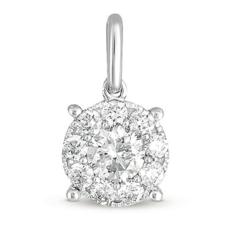 14 KT Rounds Shape White Gold Diamond Pendant