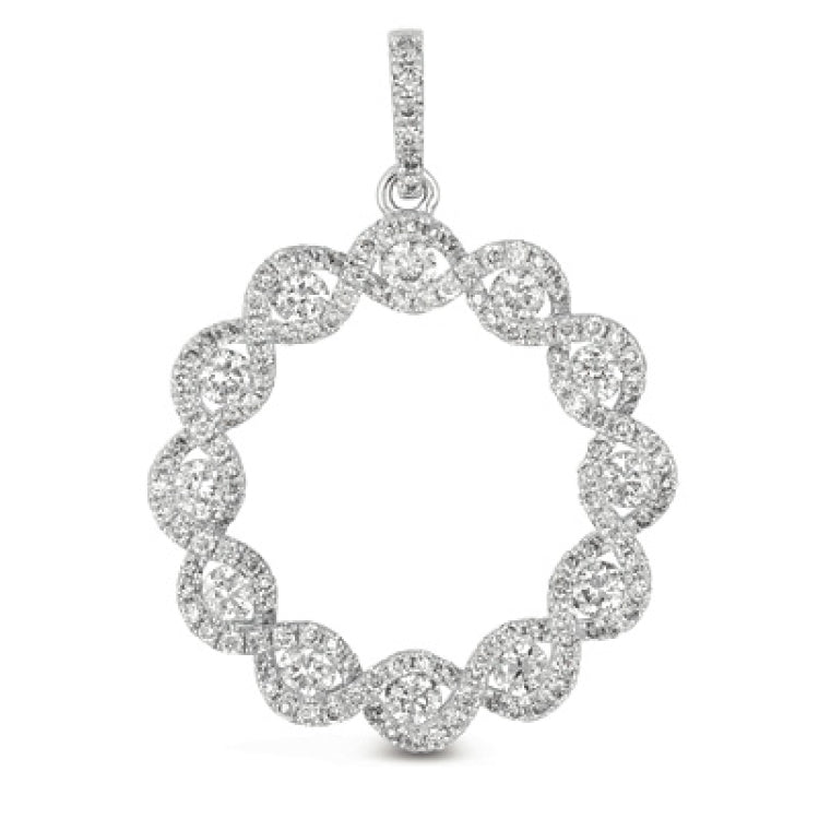 14 KT Rounds Shape White Gold Diamond Pendant