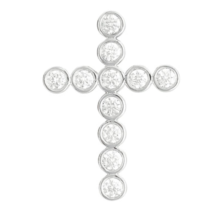14 KT Rounds Shape Diamond Cross Pendant 32mm